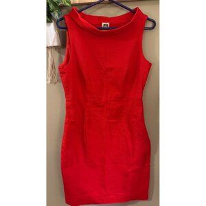 Anne Klein Red Sleeveless Boat Neck Sheath Dress Size 10 Business Casual